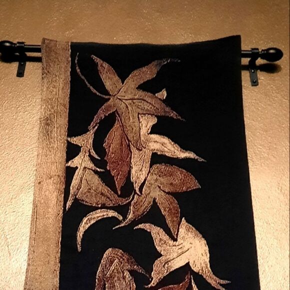 Tapestry Woven Wall Hanging Leaves Design with Rod - Picture 4 of 9